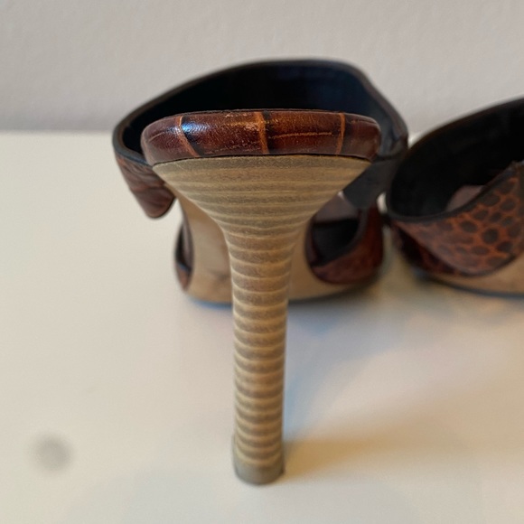 CELINE Brown Croc Print Leather High Heel Sandals SZ 39C - Picture 6 of 15